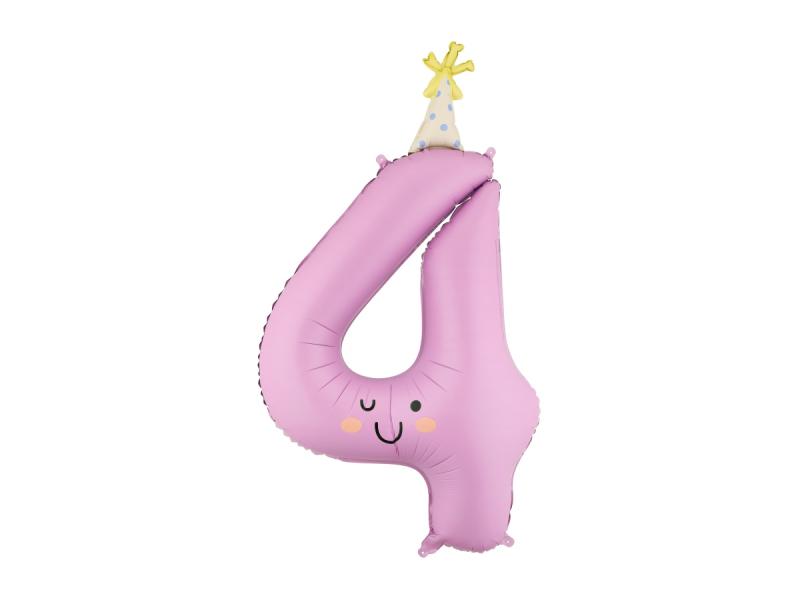BALON FOLIOWY CYFRA 4 86CM LAWENDOWA