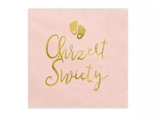 SERWETKI CHRZEST ŚWIĘTY 33X33CM JASNY RÓŻOWY