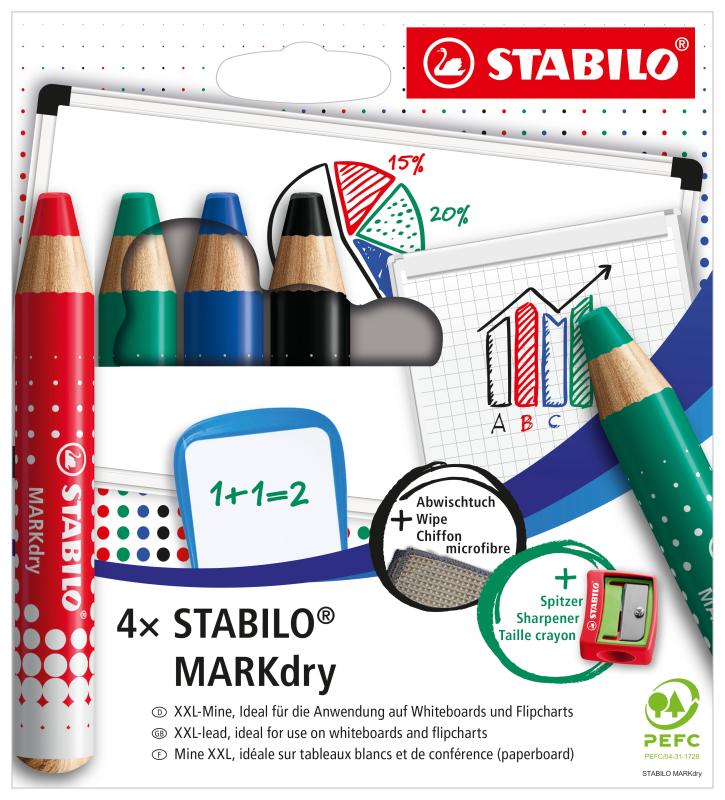 KREDKI DO TABLICY SUCH. 4 KOLORY STABILO