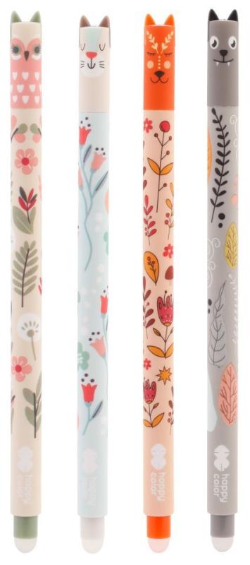 DŁUGOPIS WYMAZYWALNY USZAKI FLORAL ART 0,5MM NIEBIESKI HAPPY COLOR