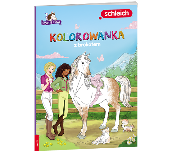 KSIĄŻECZKA SCHLEICH HORSE CLUB. KOLOROWANKA Z BROKATEM
