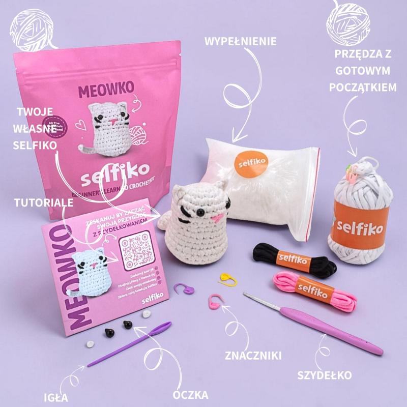 ZESTAW DO SZYDEŁKOWANIA KOTEK MEOWKO SELFIKO