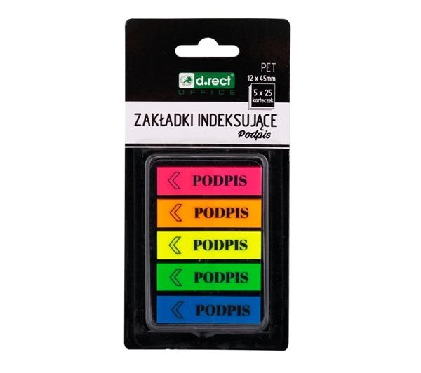 ZAKŁADKI INDEKSUJĄCE PET 12X45 PODPIS 5X25SZT