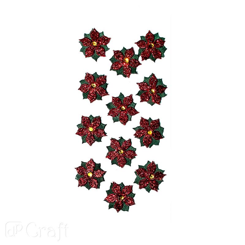 NAKLEJKI BROKATOWE 3D POINSETTIA A/18