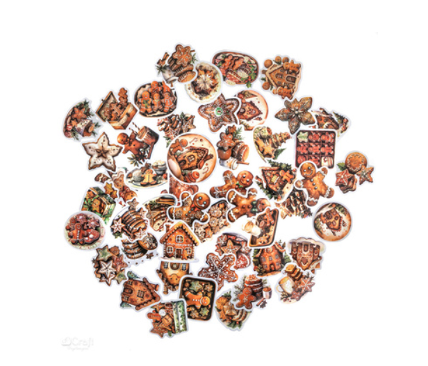 NAKLEJKI WINYLOWE ŚWIĄTECZNE 4-6CM 50SZT GINGERBREAD #ŚWIĘTA