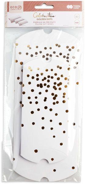 PUDEŁKA NA PREZENTY GOLDEN DOTS 3SZT 21xX10CM 2SZT 15X8CM