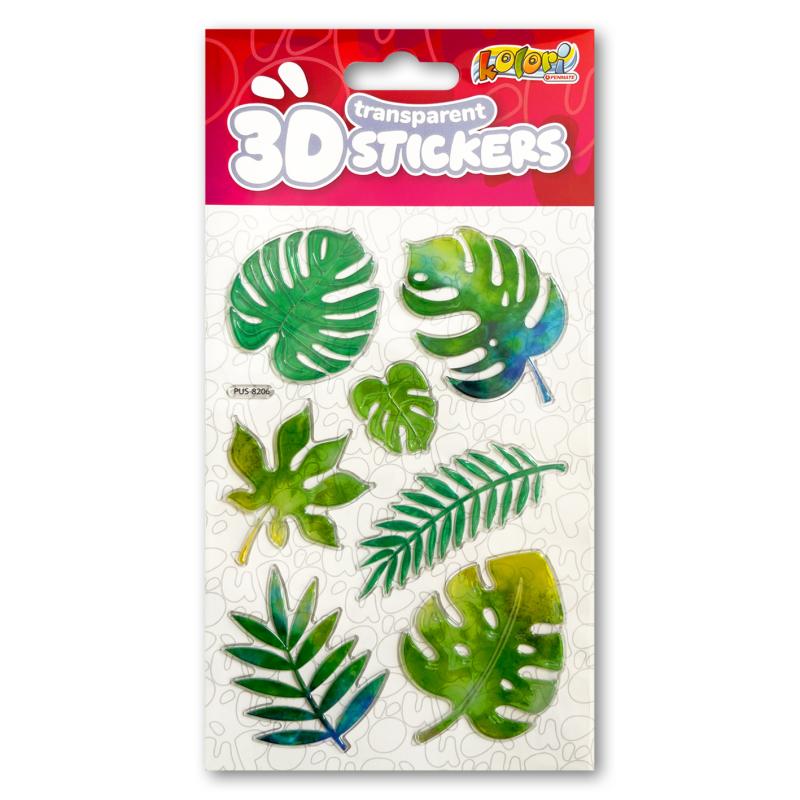 NAKLEJKI 3D TRANSPARENT PUS-8206 GREEN LEAVES PENMATE KOLORI