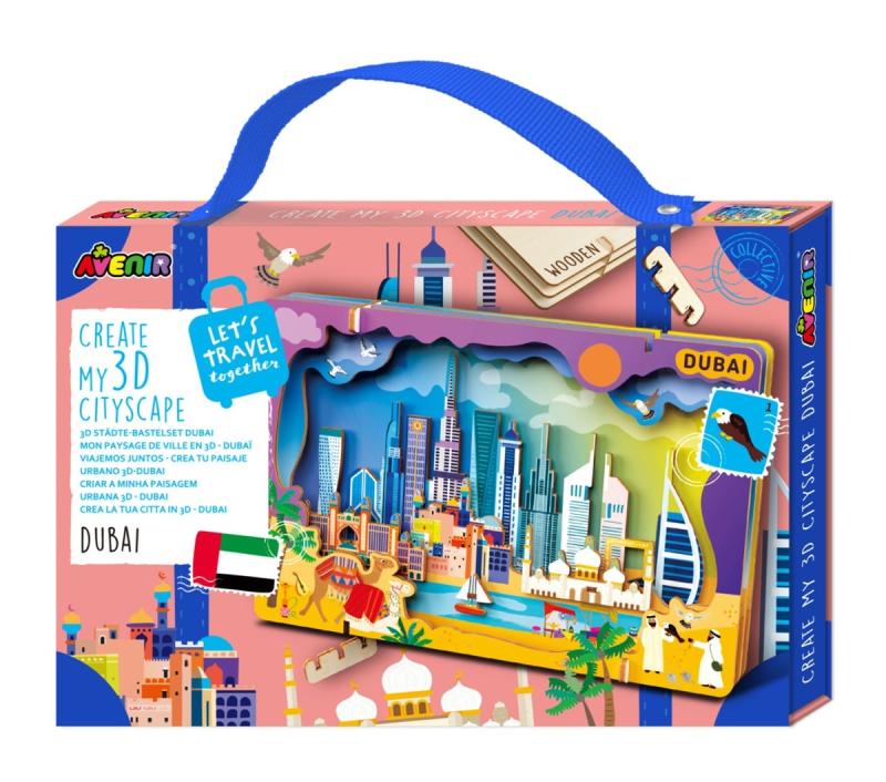 STWÓRZ PEJZAŻ MIEJSKI DUBAI PUZZLE DREWNIANE 3D