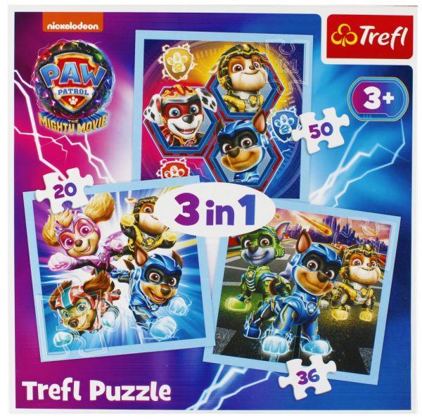 PUZZLE 3W1 TREFL MOC MIGHTY PUPS PSI PATROL