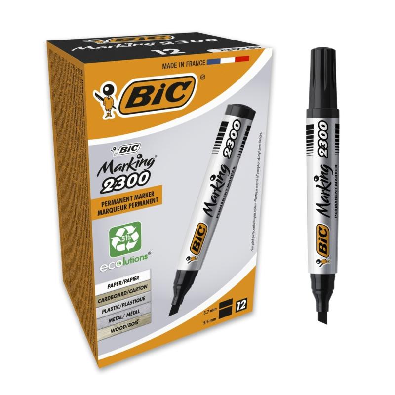MARKER PERMANENTNY BIC CZARNY ŚCIĘTY A12