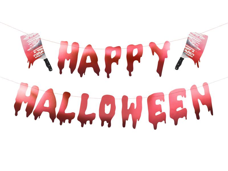 BANER HAPPY HALLOWEEN Z TASAKAMI 120CM CZERWONY