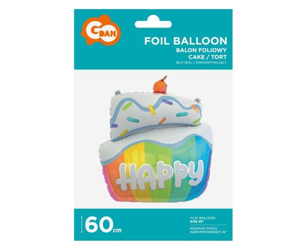 BALON FOLIOWY TORT HAPPY 60X50CM