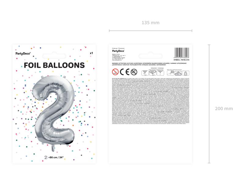 BALON FOLIOWY 2 86CM SREBRNY