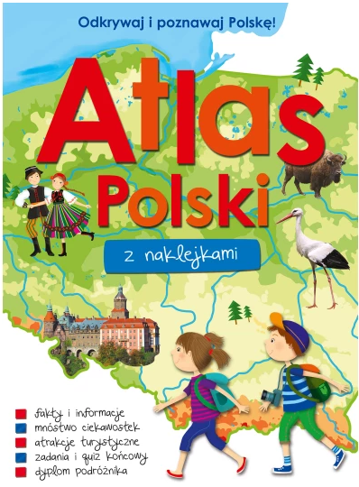 ATLAS POLSKI Z NAKLEJKAMI I PLAKATEM