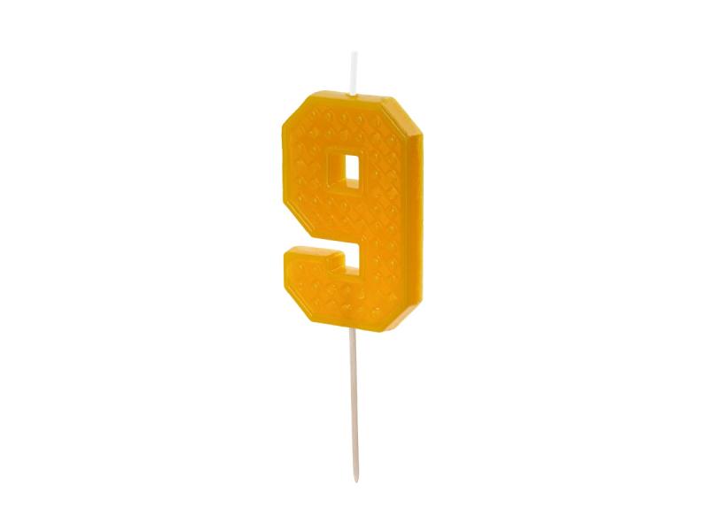ŚWIECZKA CYFERKA 9 ŻÓŁTY 6CM