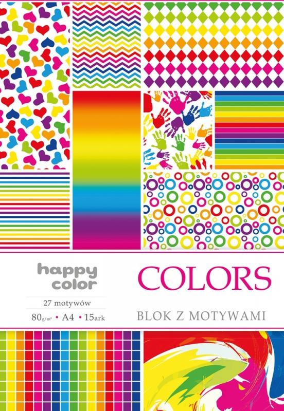 BLOK Z MOTYWAMI A4/15 COLORS 80G 27 MOTYW HAPPY COLOR