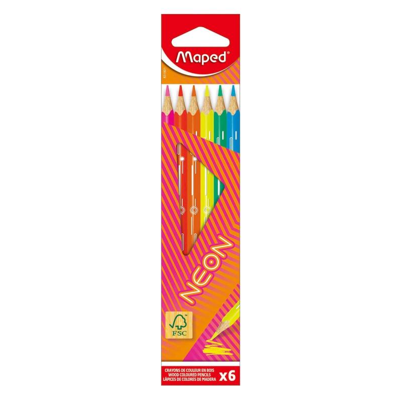KREDKI 6 MAPED NEON TRÓJKĄTNE