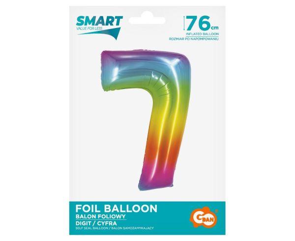 BALON FOLIOWY SMART 7 TĘCZOWY 76CM
