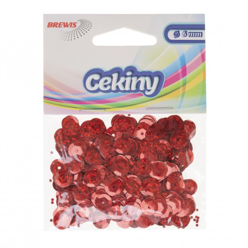 CEKINY HOLOGRAMOWE 6MM CZERWONE BREWIS WALENTYNKI