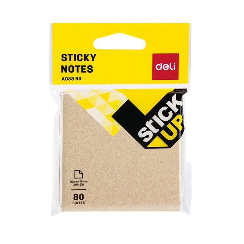NOTES SAMOPRZYLEPNY 76X76MM 80 KARTEK ECOVIEW BRĄZOWY DELI