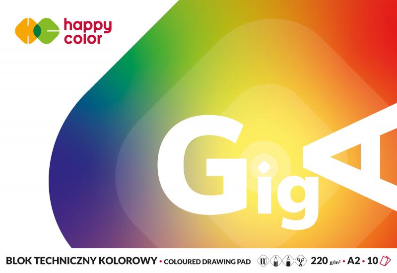 BLOK TECHNICZNY A2/10 GIGA KOLOROWY 220G HAPPY COLOR