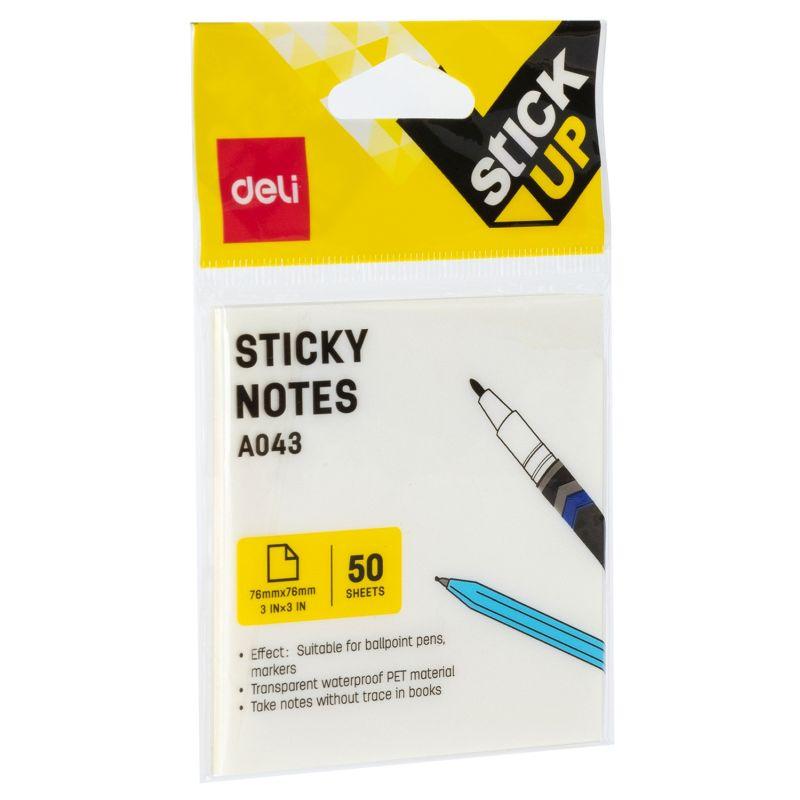 NOTES SAMOPRZYLEPNY 76X76MM 50 KARTEK TRANSPARENTNY DELI