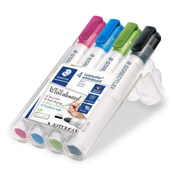 MARKER LUMOCOLOR WHITEBOARD OKRĄGŁY 4 KOLORY ETUI SAEDTLER