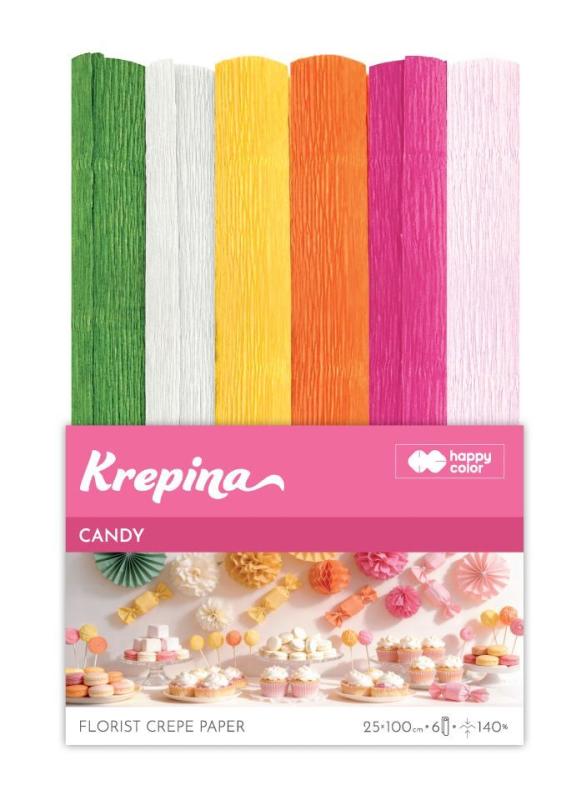 KREPINA MARSZCZONA 25X100CM MIX CANDY 6 KOLORÓW A/6 HAPPY COLOR