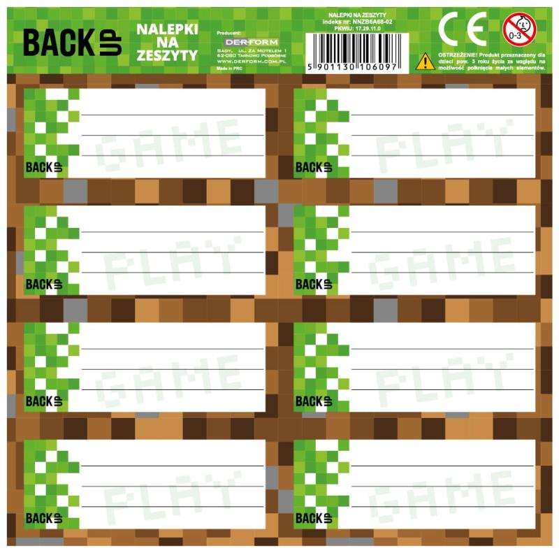NAKLEJKI NA ZESZYTY BACKUP 6 A 68 A/25