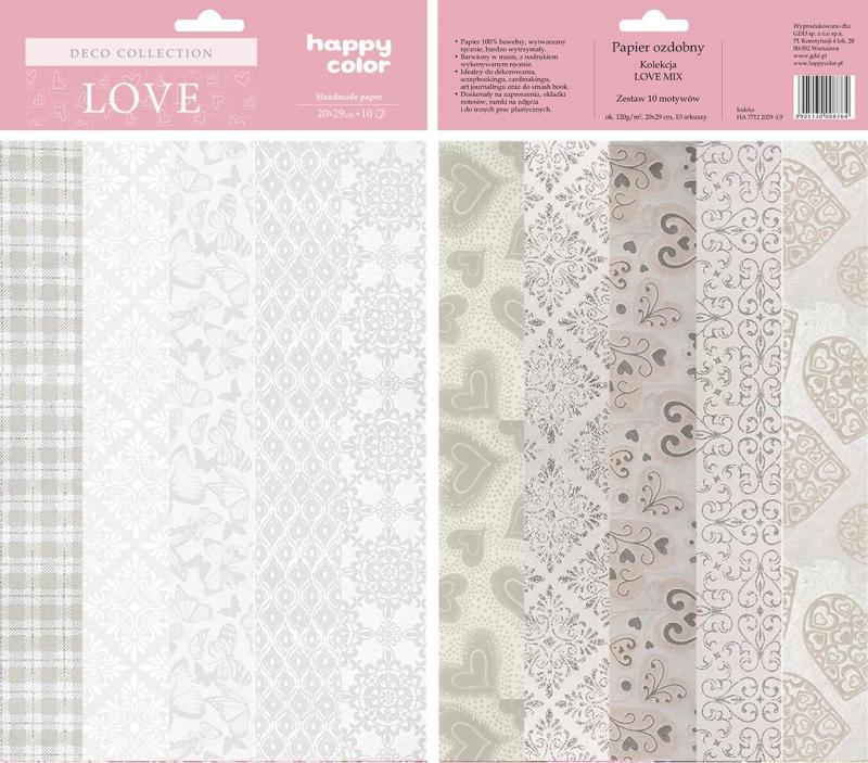 PAPIERY OZDOBNE LOVE MIX-10 MOTYWÓW 20x29CM 10ARK