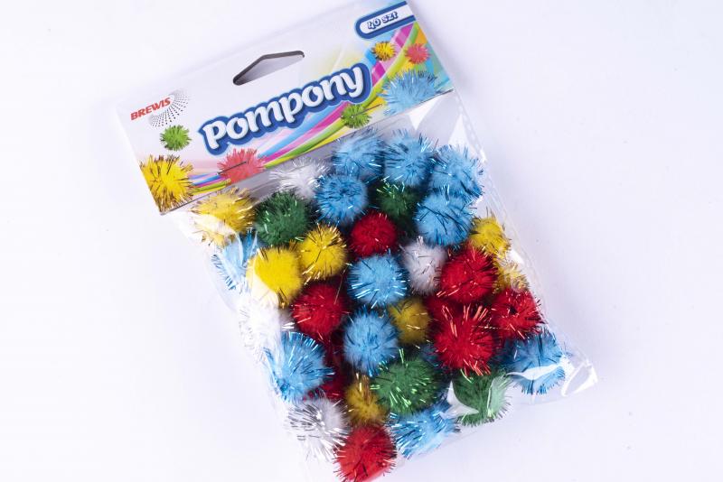POMPONY METALICZNE 2CM MIX BREWIS