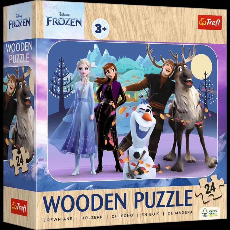 PUZZLE 24 TREFL DREWNO NIESAMOWITA KRAINA LODU FROZEN 2
