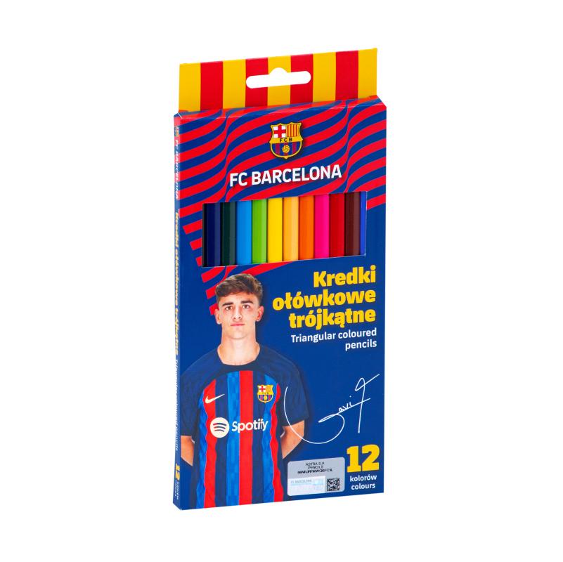 KREDKI OŁÓWKOWE 12 TRÓJKĄTNE FC BARCELONA - 12 kolorów
