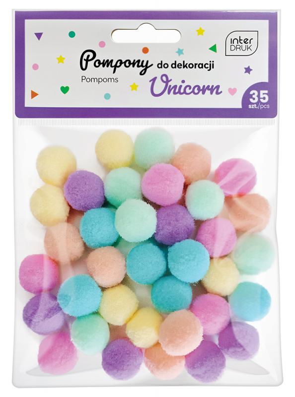 POMPONY DO DEKORACJI 35SZT. UNICORN