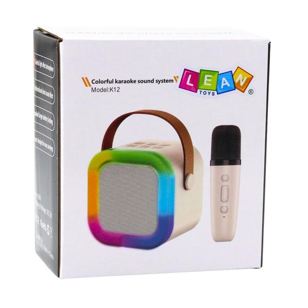 ZESTAW KARAOKE GŁOŚNIK MIKROFON BEZPRZEWODOWY K12 RGB BLUETOOTH RÓŻOWY