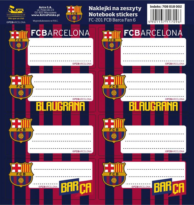 NAKLEJKI NA ZESZYT FC-201 FC BARCA FAN 6 A/50