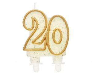 ŚWIECZKA CYFERKA 20 ZŁOTY KONTUR