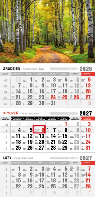 KALENDARZ TRÓJDZIELNY KTM JEDNOPLANSZOWY Z MAGNESEM 2027