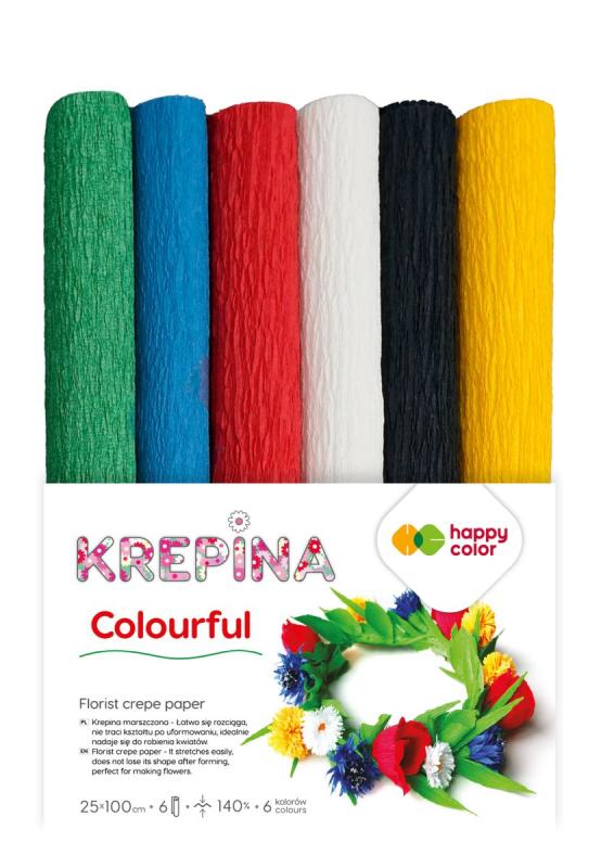 KREPINA MARSZCZONA 25X100CM COLORFUL MIX 6KOL A6