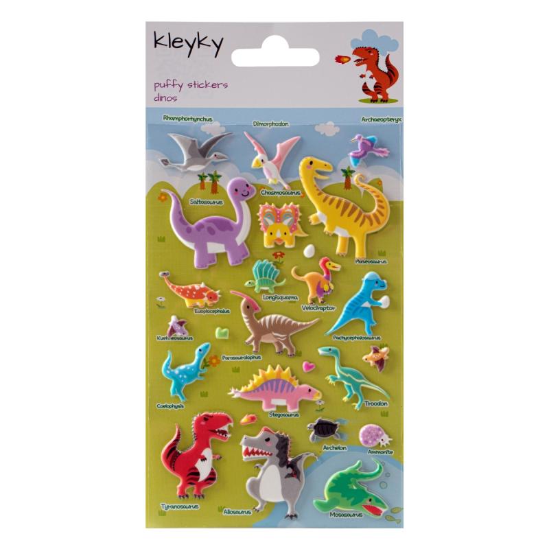 NAKLEJKI WYPUKŁE DINOZAURY KLEYKY