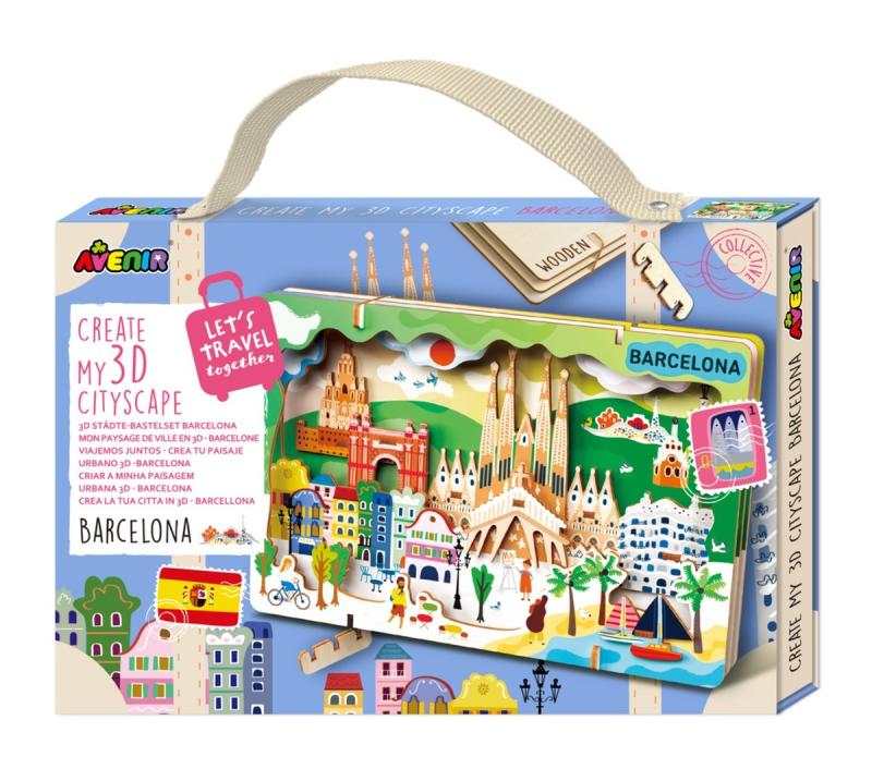 STWÓRZ PEJZAŻ MIEJSKI BARCELONA PUZZLE DREWNIANE 3D