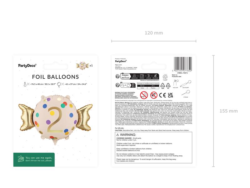 BALON FOLIOWY CUKIEREK 2 61X37CM MIX
