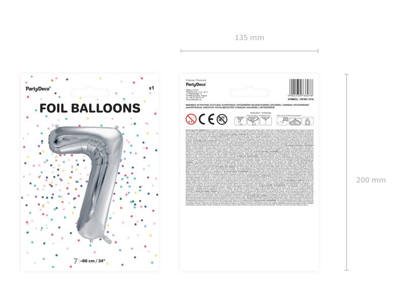 BALON FOLIOWY 7 86CM SREBRNY