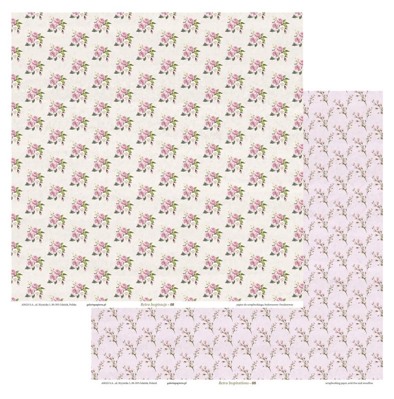 KARTON SCRAPBOOKINGOWY RETRO INSPIRACJE-08 305x305mm op/5szt 200g/m2