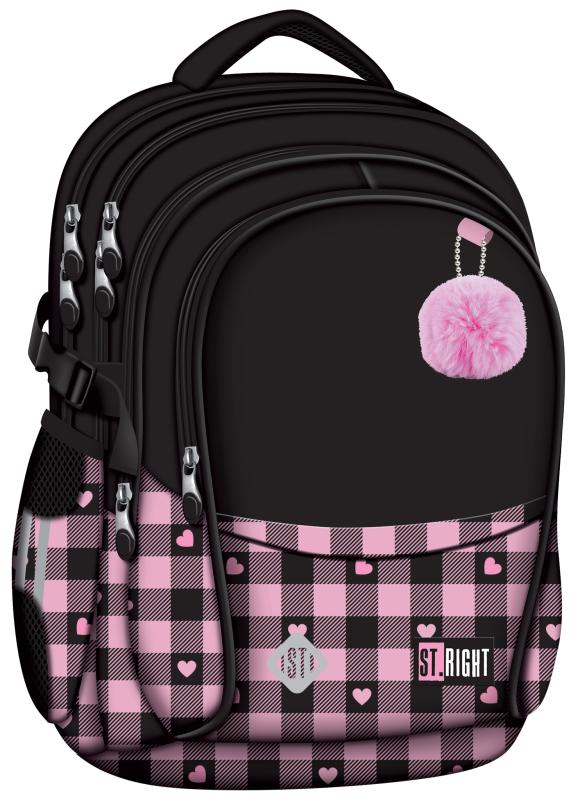 PLECAK 4-KOMOROWY PINK CHECKERED STRIGHT BP-01