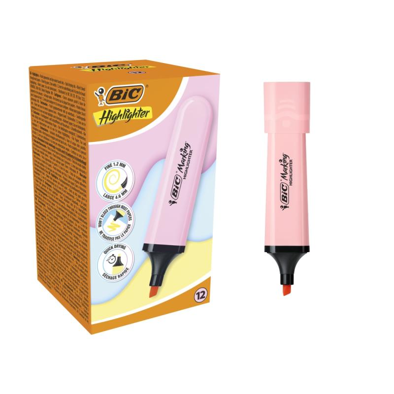 ZAKREŚLACZ BIC HIGHLIGHTER FLAT RÓŻOWY PASTEL
