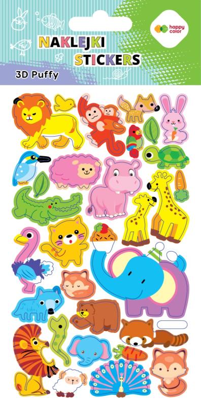 NAKLEJKI 3D PUFFY-ANIMALS 10X20CM GDD