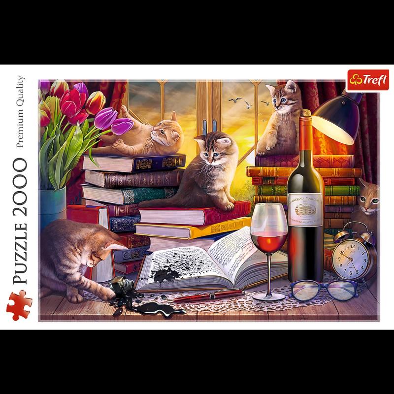 PUZZLE 2000 TREFL KOCI WIECZÓR