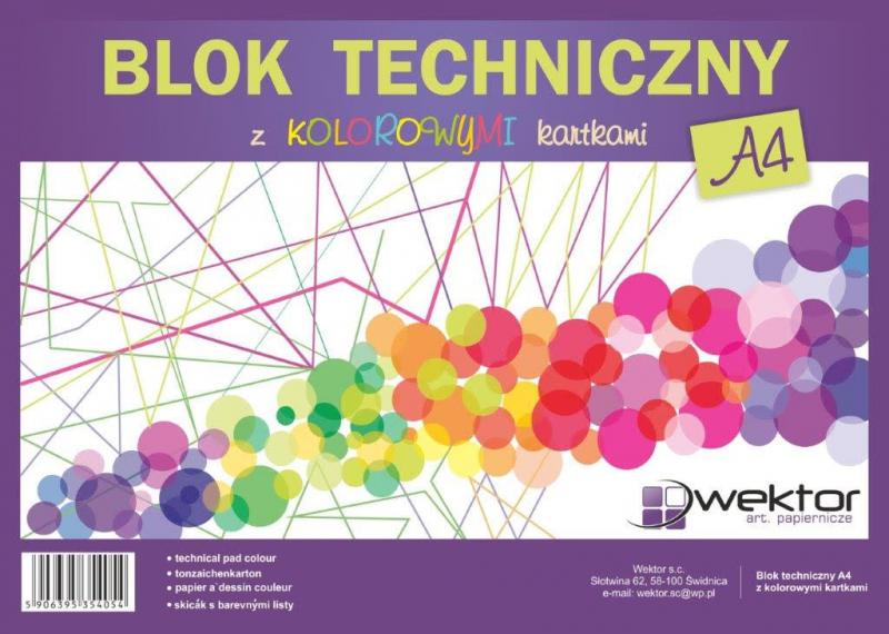 BLOK TECHNICZNY A4 KOLOR