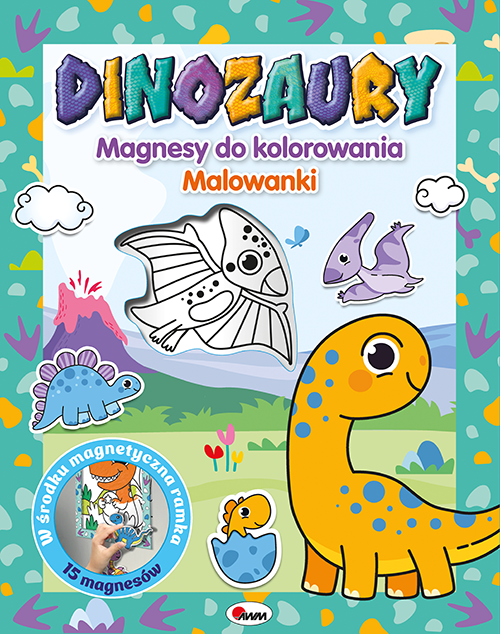KSIĄŻECZKA MAGNESY DO KOLOROWANIA DINOZAURY